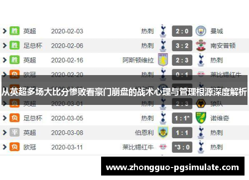 从英超多场大比分惨败看豪门崩盘的战术心理与管理根源深度解析 从英超多场大比分惨败看豪门崩盘的战术心理与管理根源深度解析