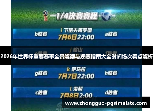 2026年世界杯重要赛事全景解读与观赛指南大全时间场次看点解析